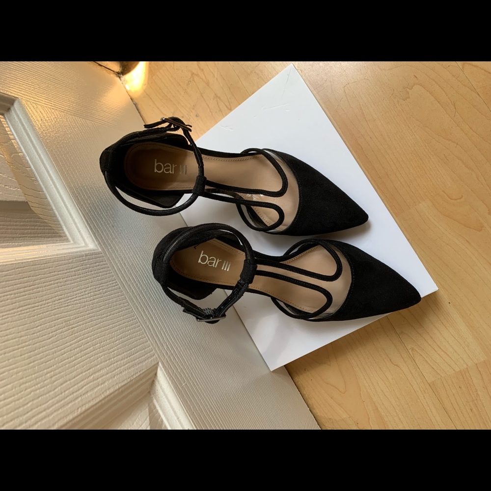 BlackTranslucent panels,slender straps by Bar lll.